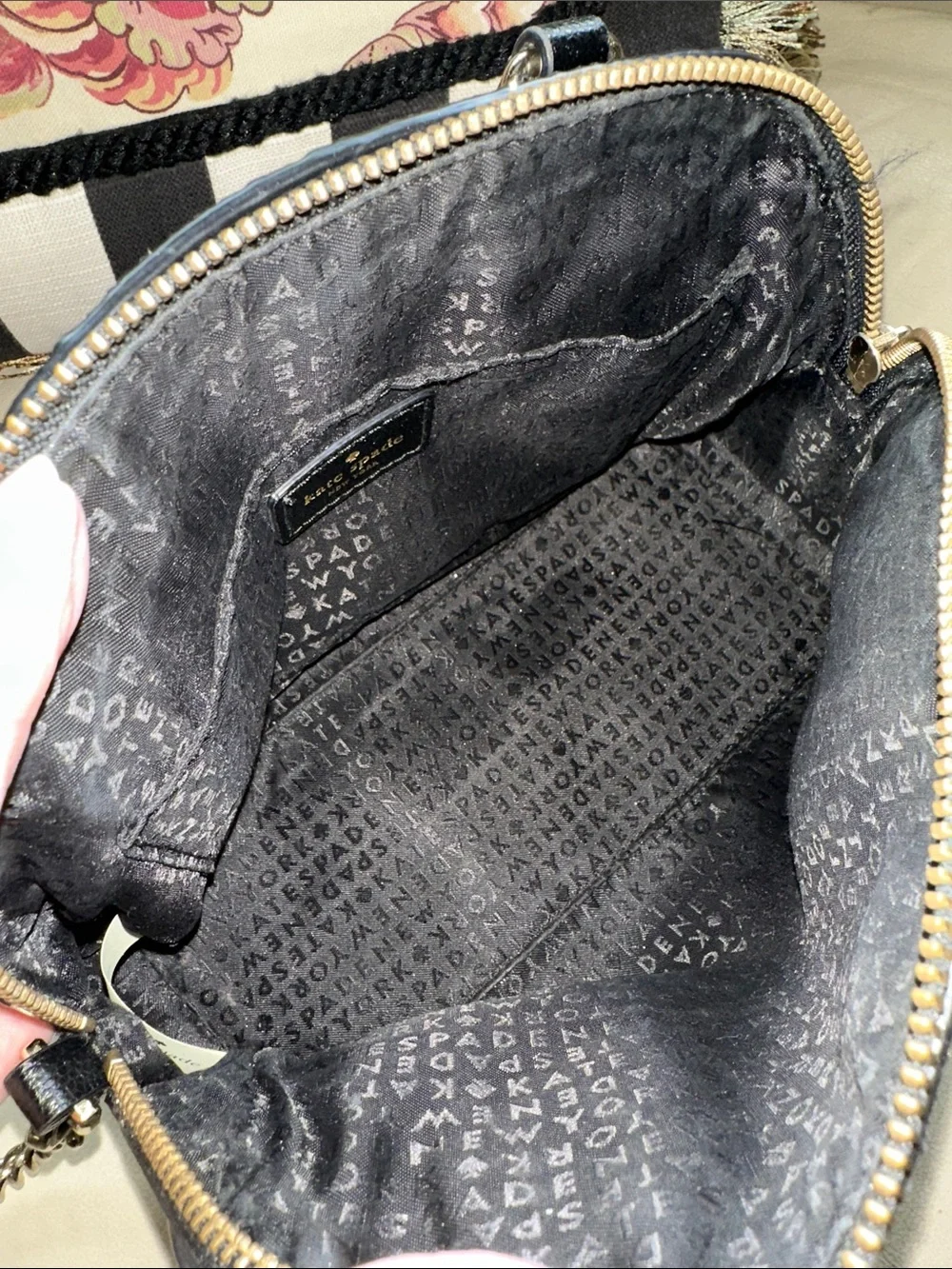 kate spade Black Glitter Mini Riley with Chain-Trim Strap ♠️